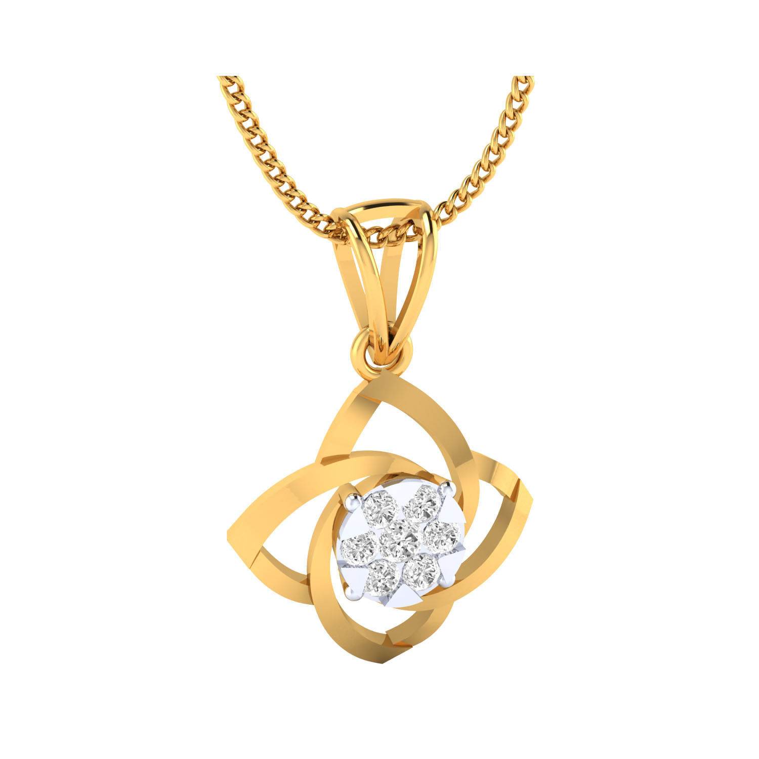 pendant-1041 rose gold pendant with diamond 3D print model_8