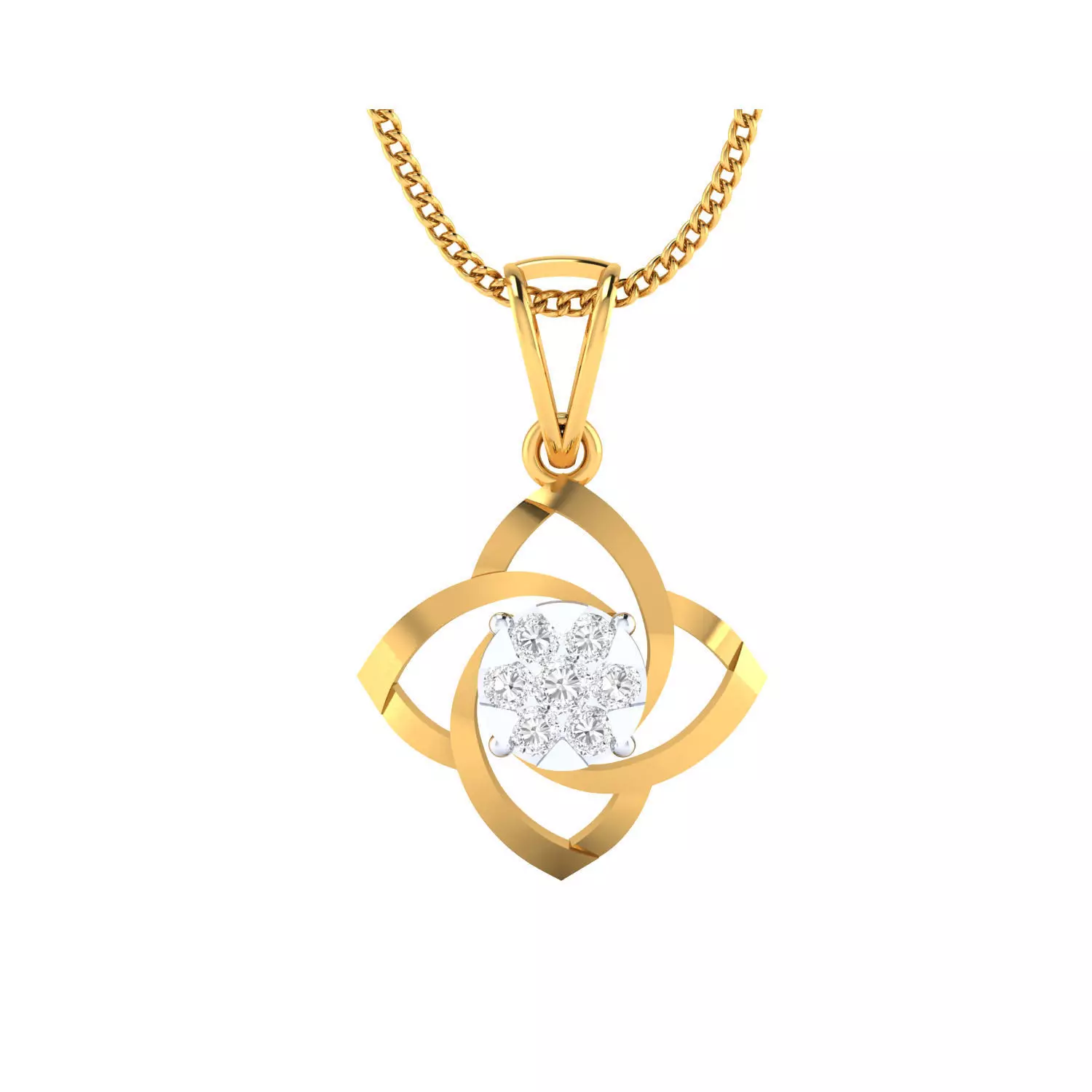 pendant-1041 rose gold pendant with diamond 3D print model_0