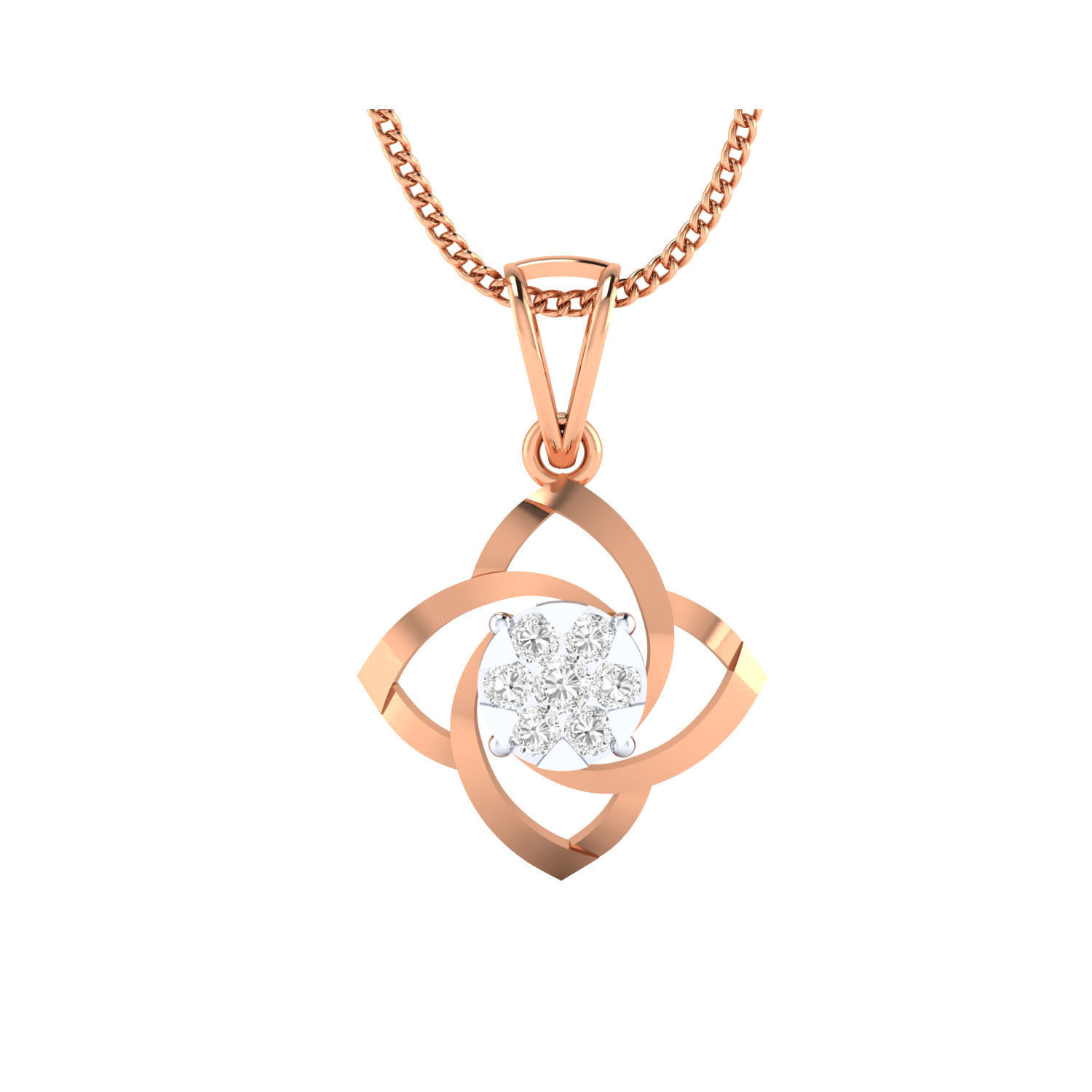 pendant-1041 rose gold pendant with diamond 3D print model_3