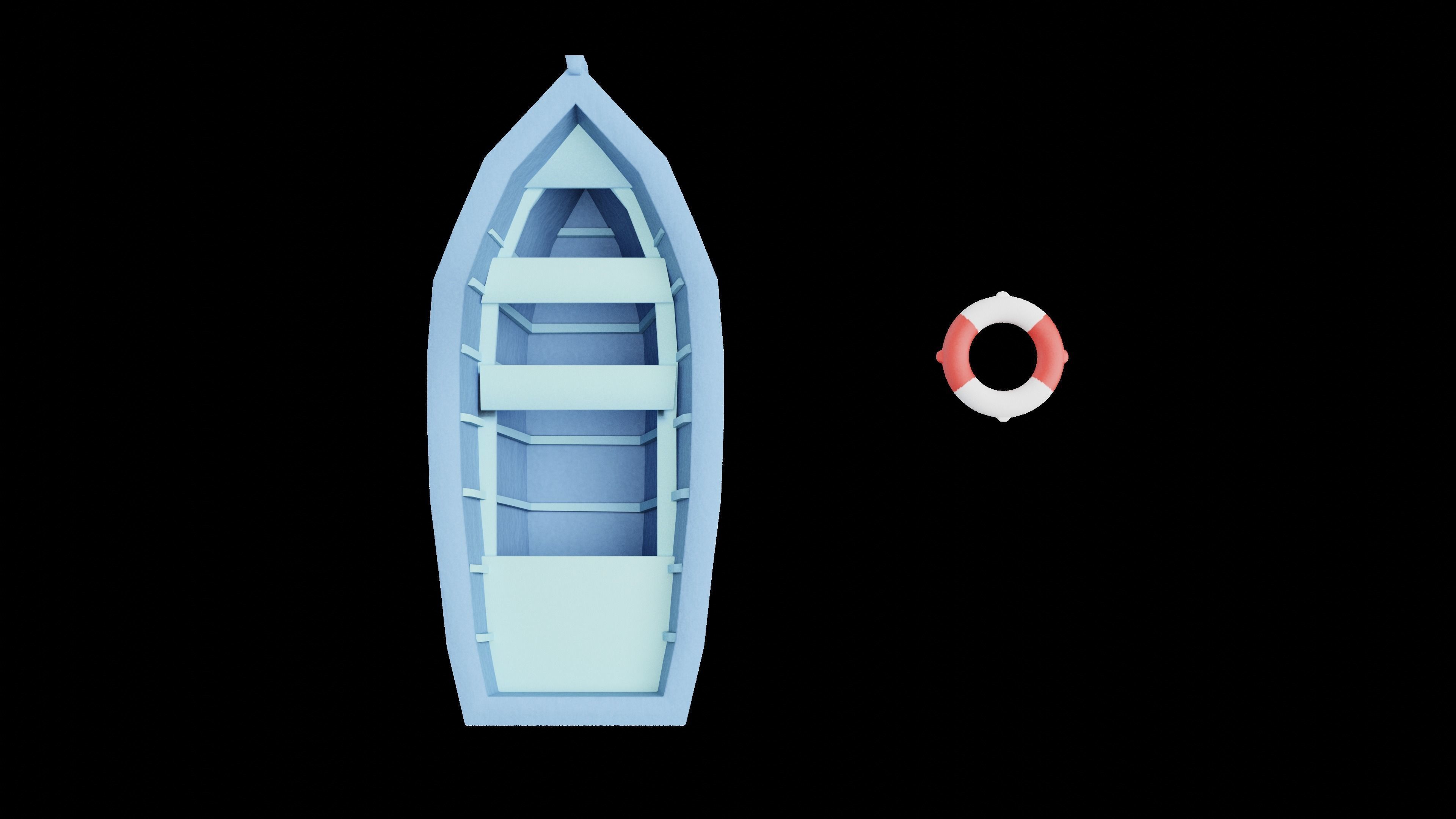 Cartoon boat Free low-poly 3D model_3