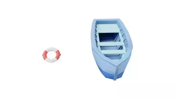 Cartoon boat Free low-poly 3D model