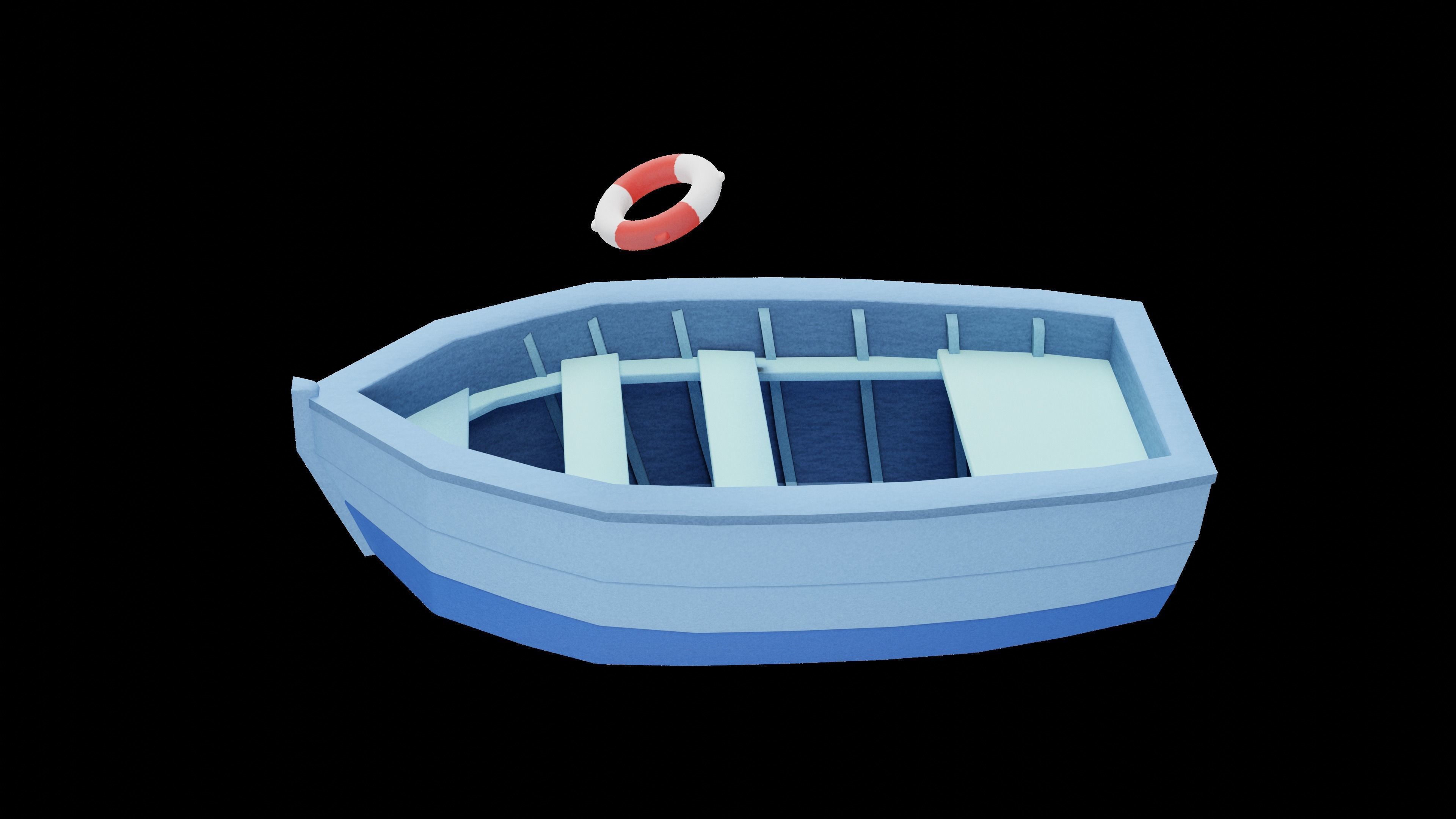 Cartoon boat Free low-poly 3D model_1