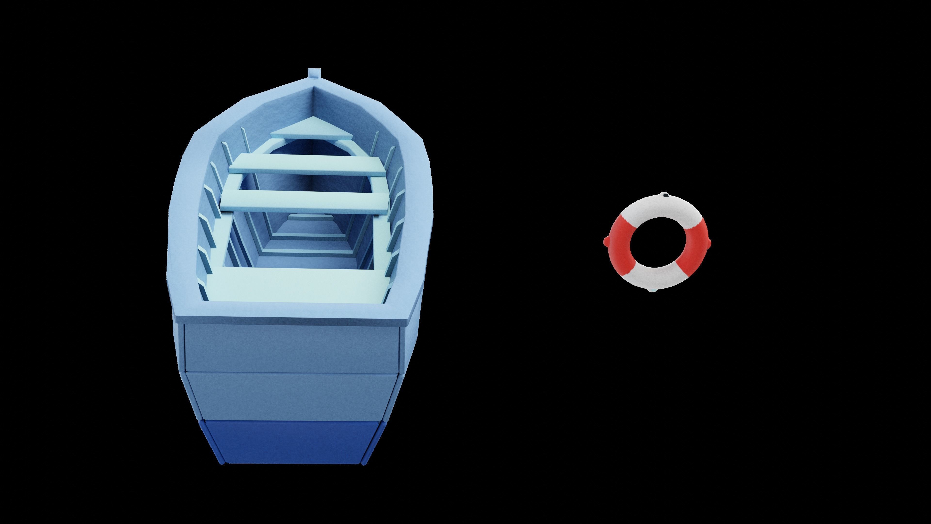 Cartoon boat Free low-poly 3D model_2