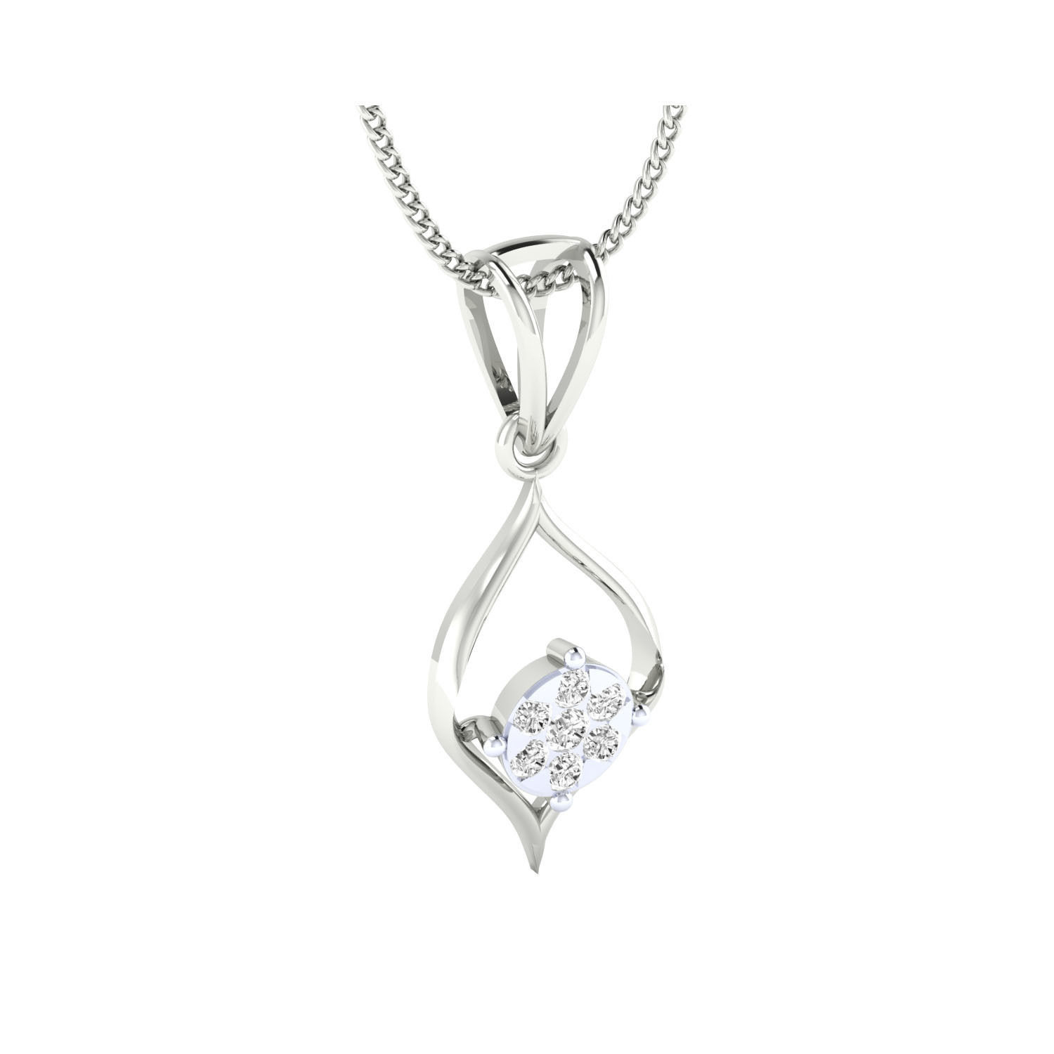 pendant-1039 rose gold pendant with diamonds 3D print model_3