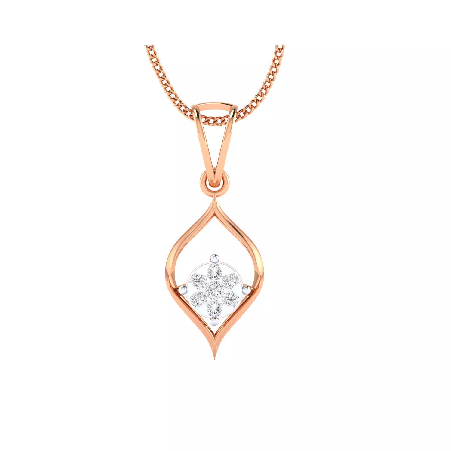 pendant-1039 rose gold pendant with diamonds 3D print model_0