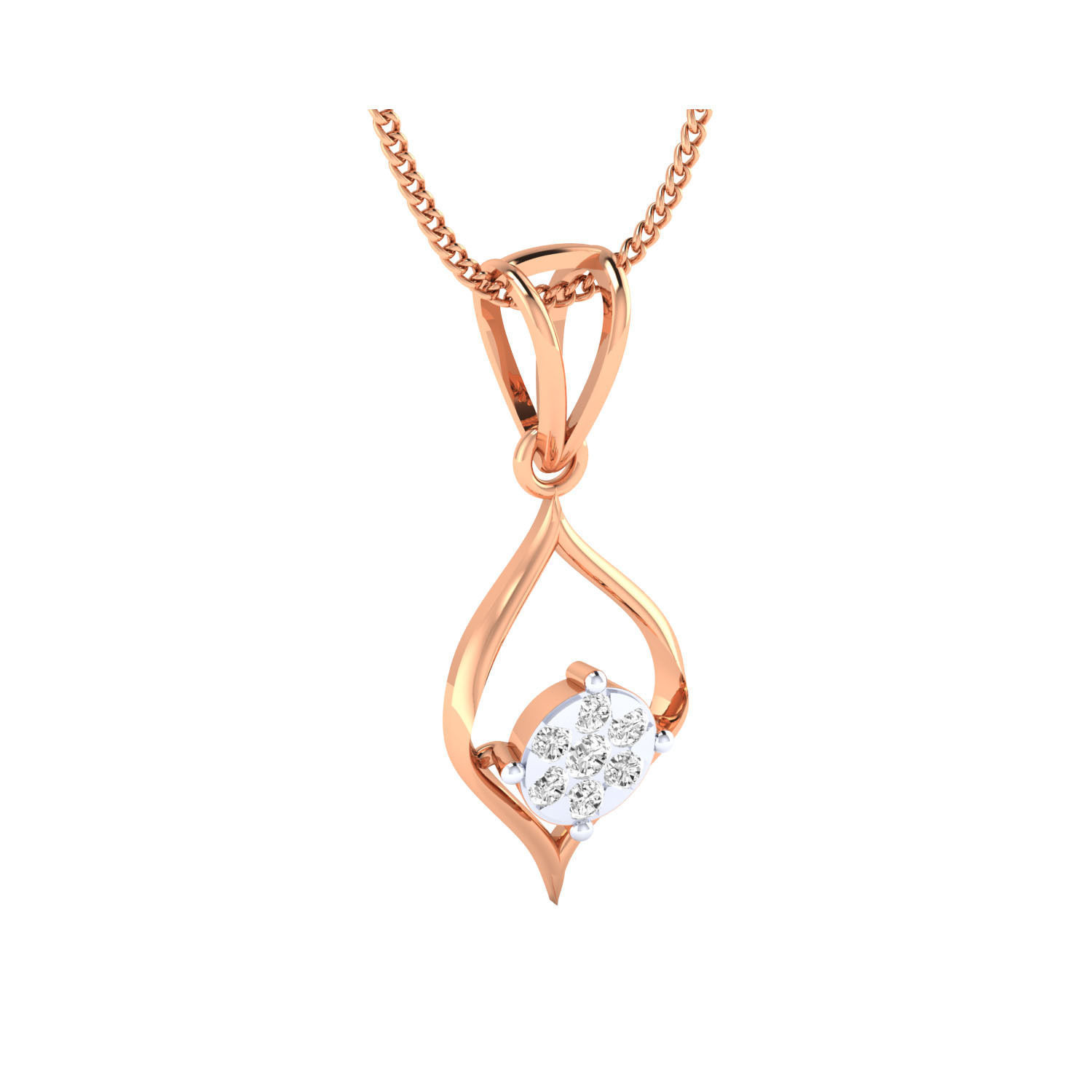 pendant-1039 rose gold pendant with diamonds 3D print model_2