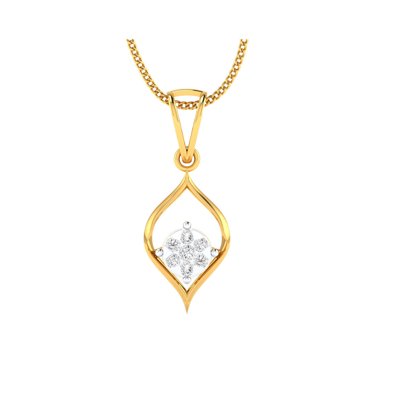 pendant-1039 rose gold pendant with diamonds 3D print model_8