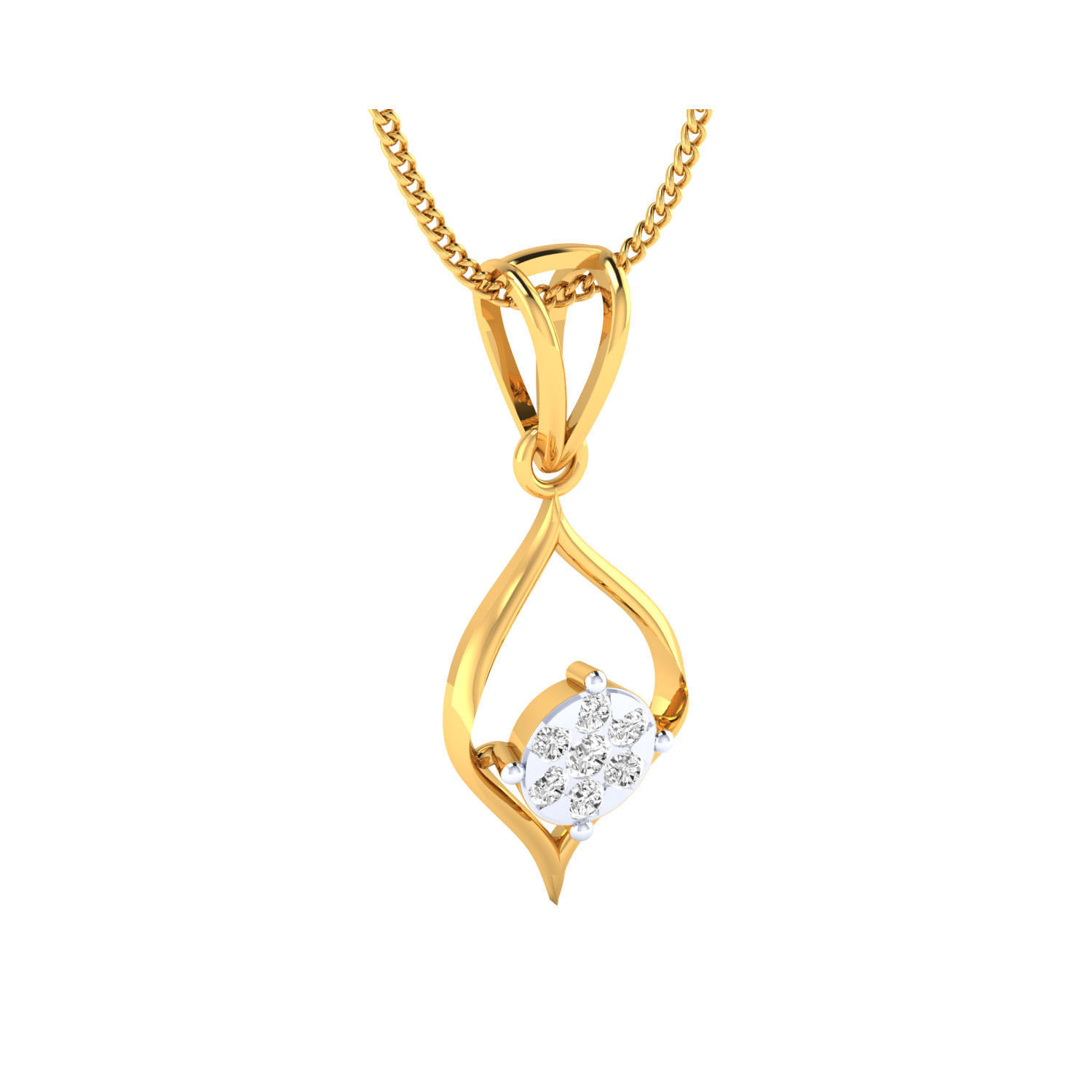pendant-1039 rose gold pendant with diamonds 3D print model_4