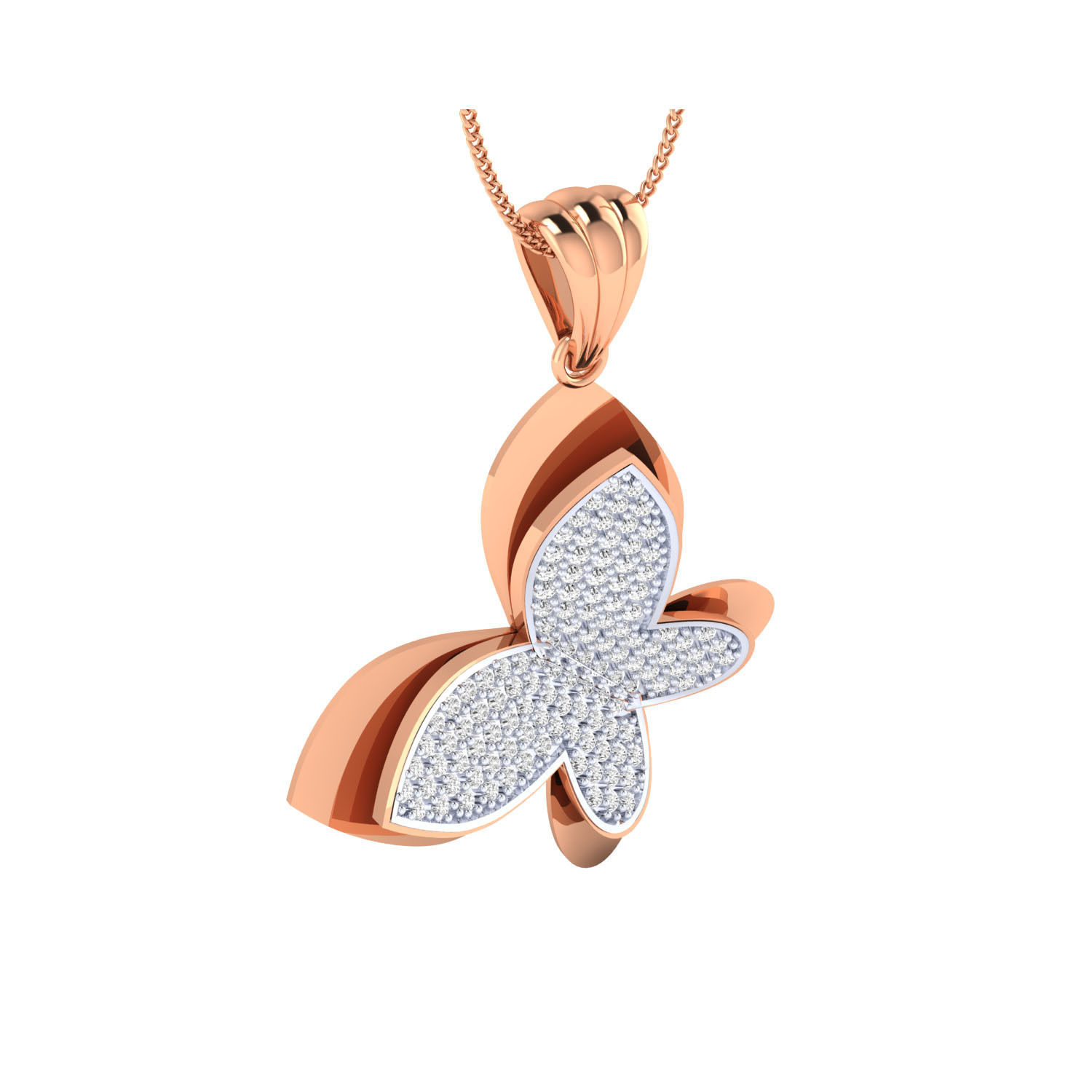 pendant-1095 2 rose gold pendant with diamonds 3D print model_2