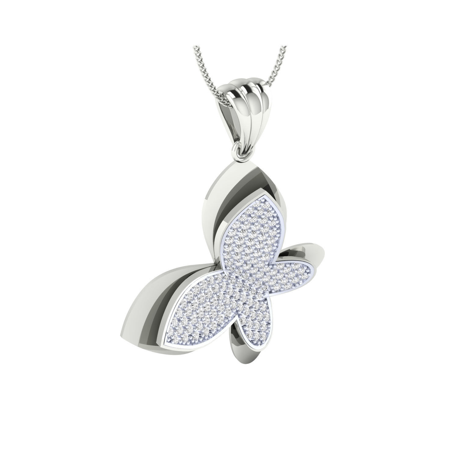 pendant-1095 2 rose gold pendant with diamonds 3D print model_1