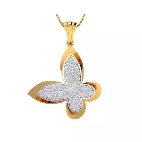 pendant-1095 2 rose gold pendant with diamonds 3D print model