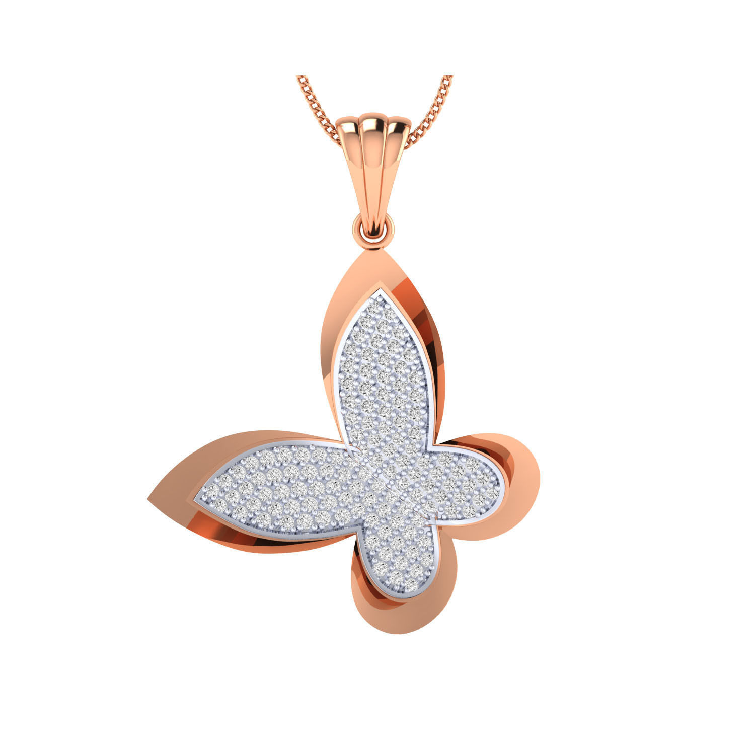 pendant-1095 2 rose gold pendant with diamonds 3D print model_6