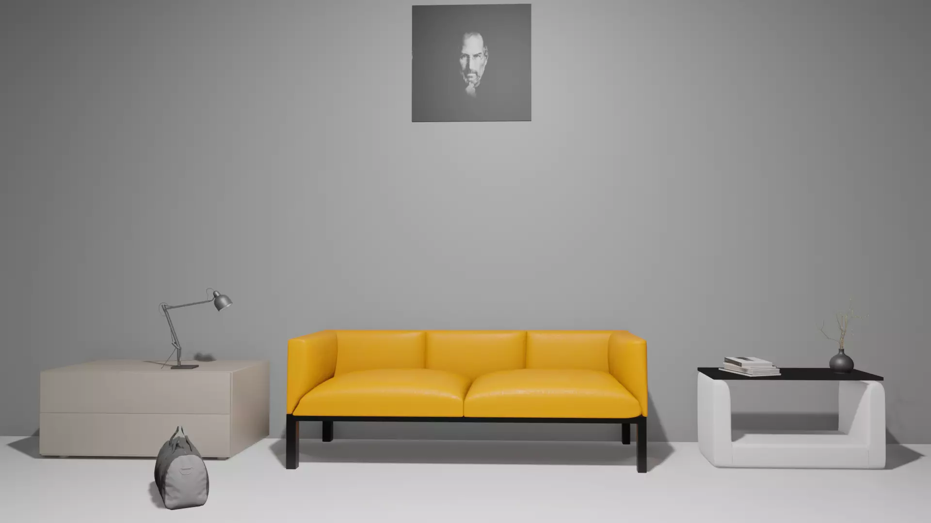 some furniture modern sofa and table and bag and table lamp Free 3D model