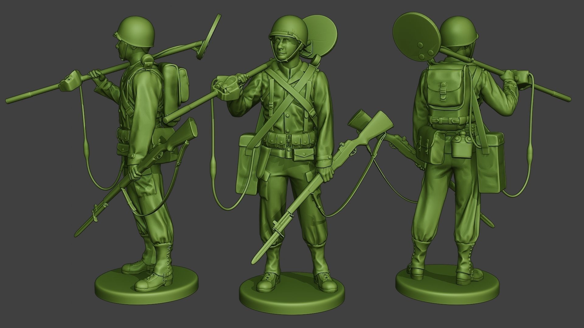 American engineer soldiers ww2 A9 Pack 3D Model Collection_9