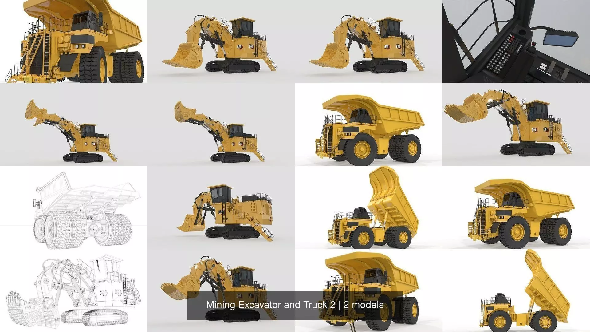 Mining Excavator and Truck 2 3D Model Collection_0