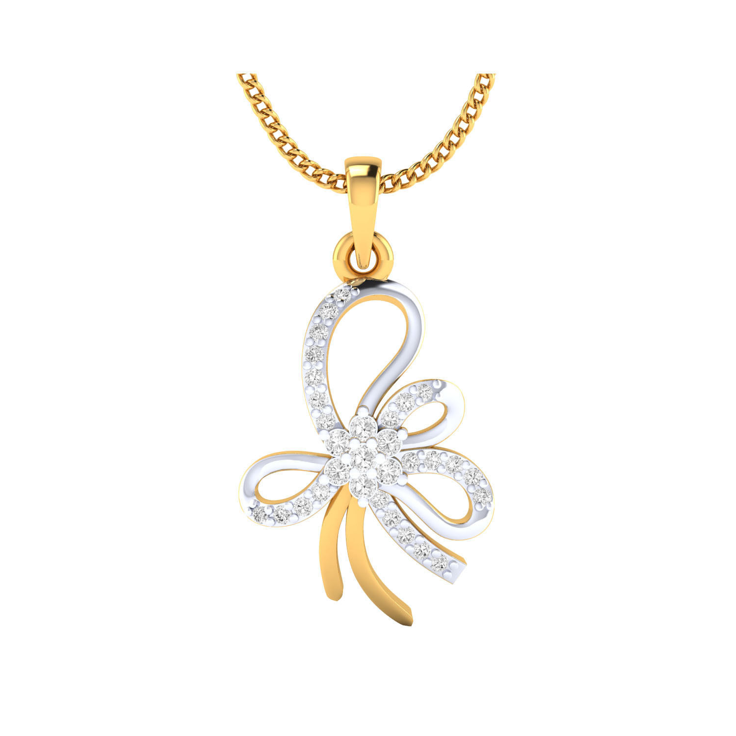 pendant-1081 2 rose gold and diamond pendant 3D print model_6