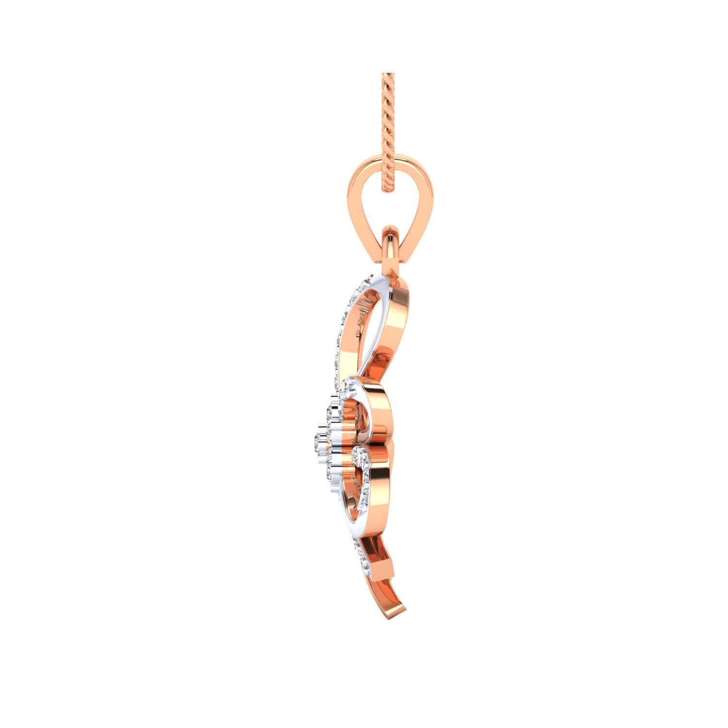 pendant-1081 2 rose gold and diamond pendant 3D print model_3