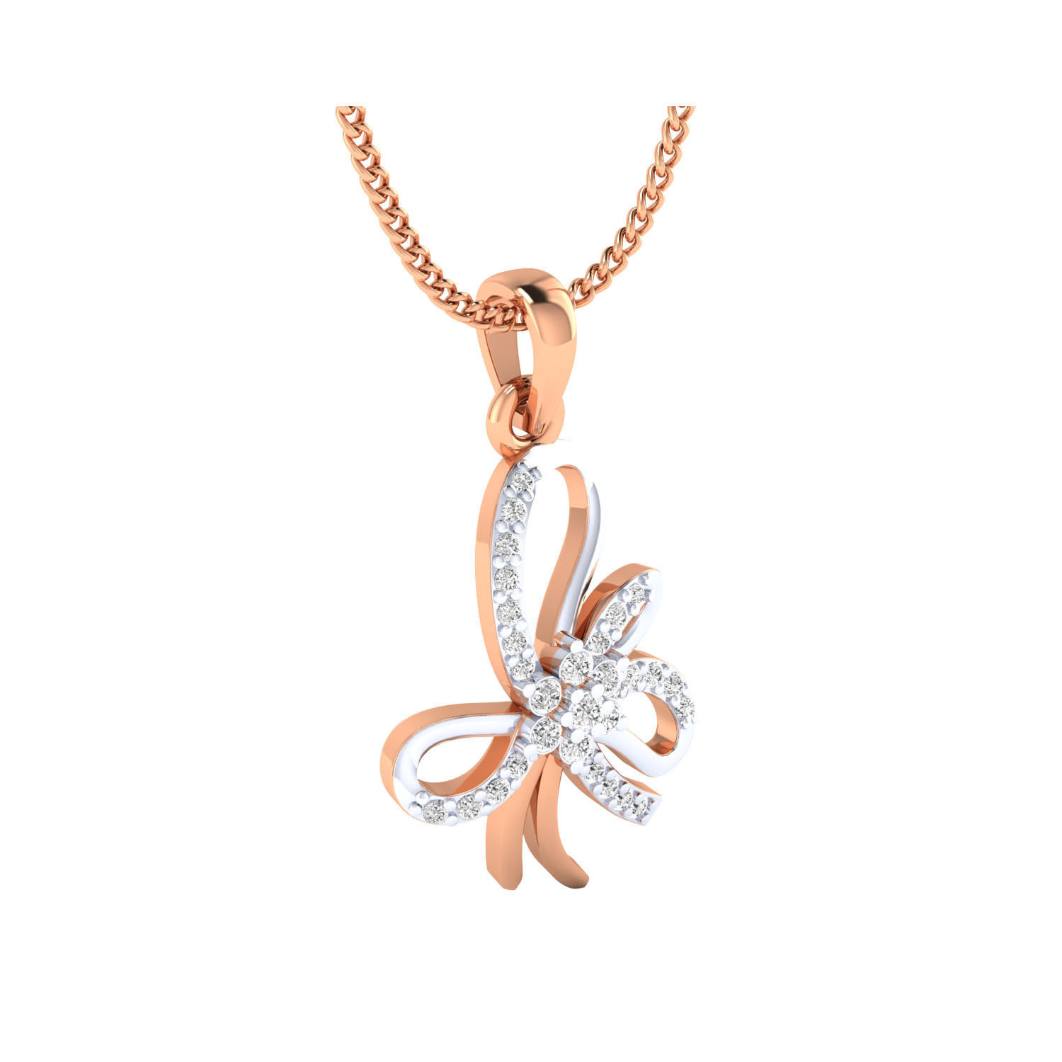 pendant-1081 2 rose gold and diamond pendant 3D print model_2