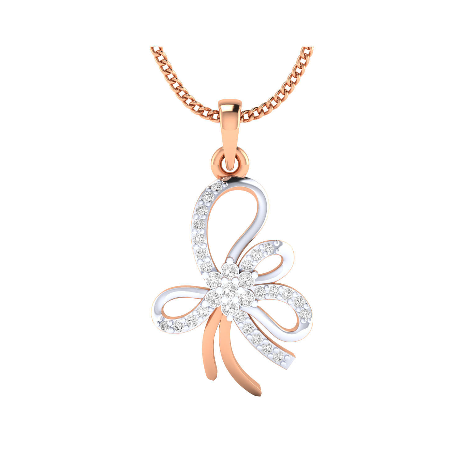 pendant-1081 2 rose gold and diamond pendant 3D print model_1