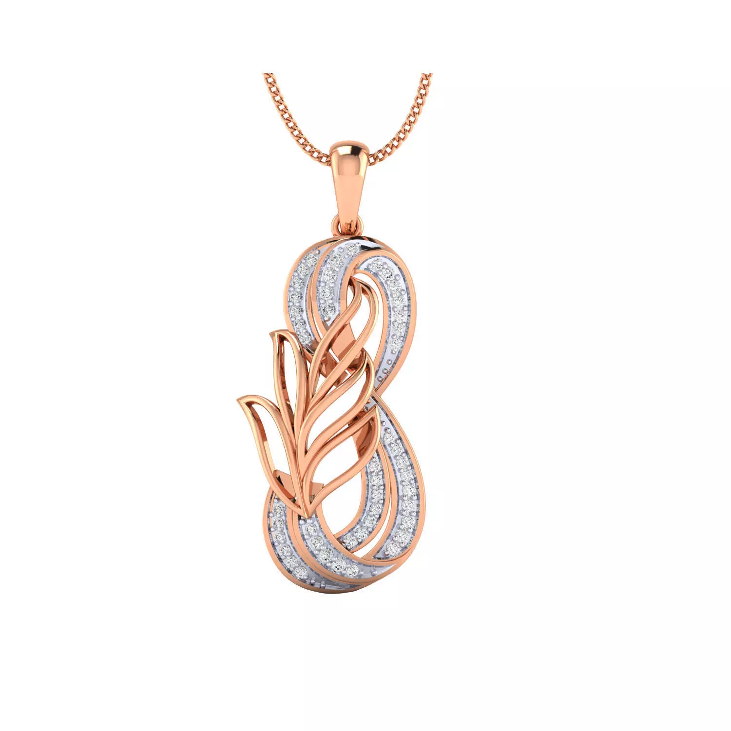 pendant-1081 rose gold infinity pendant with diamonds 3D print model