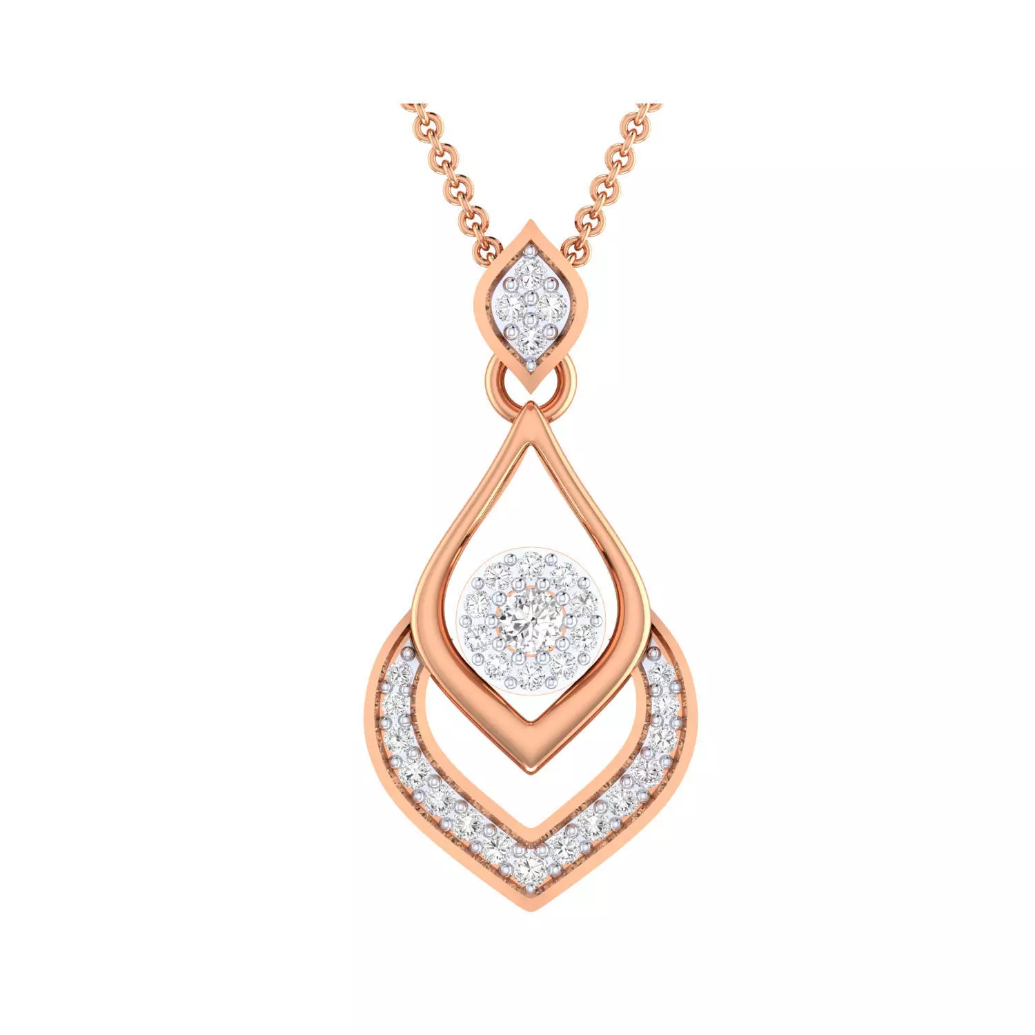 pendant-1062 rose gold pendant with diamonds 3D print model