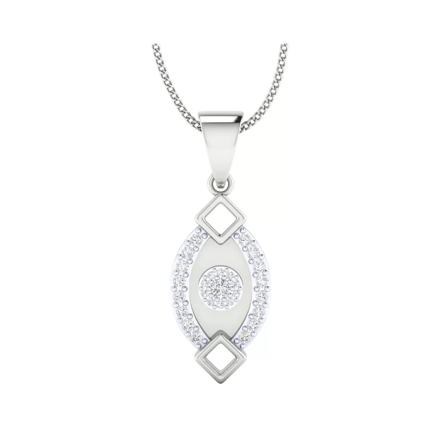 pendant-1059 sterling silver pendant with diamonds 3D print model