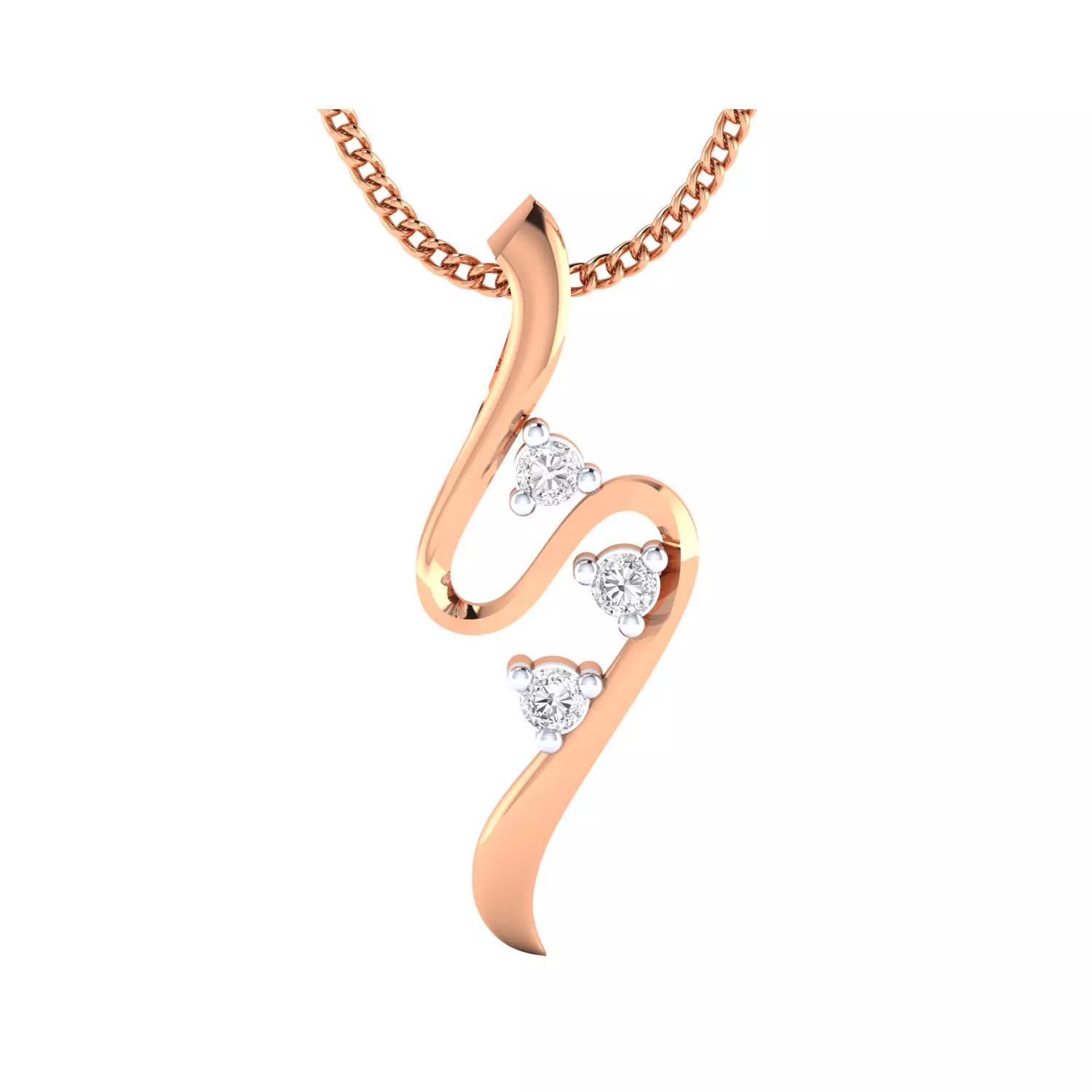 pendant-1058 rose gold pendant with diamonds 3D print model