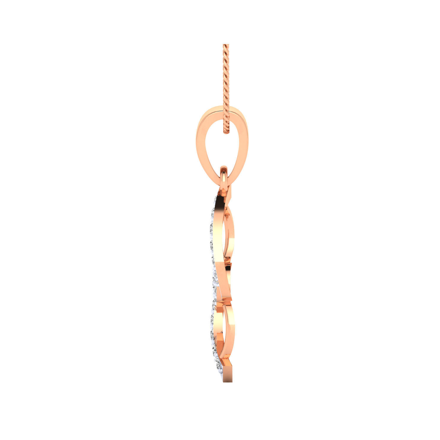 pendant-1057 diamond pendant in rose gold 3D print model_4