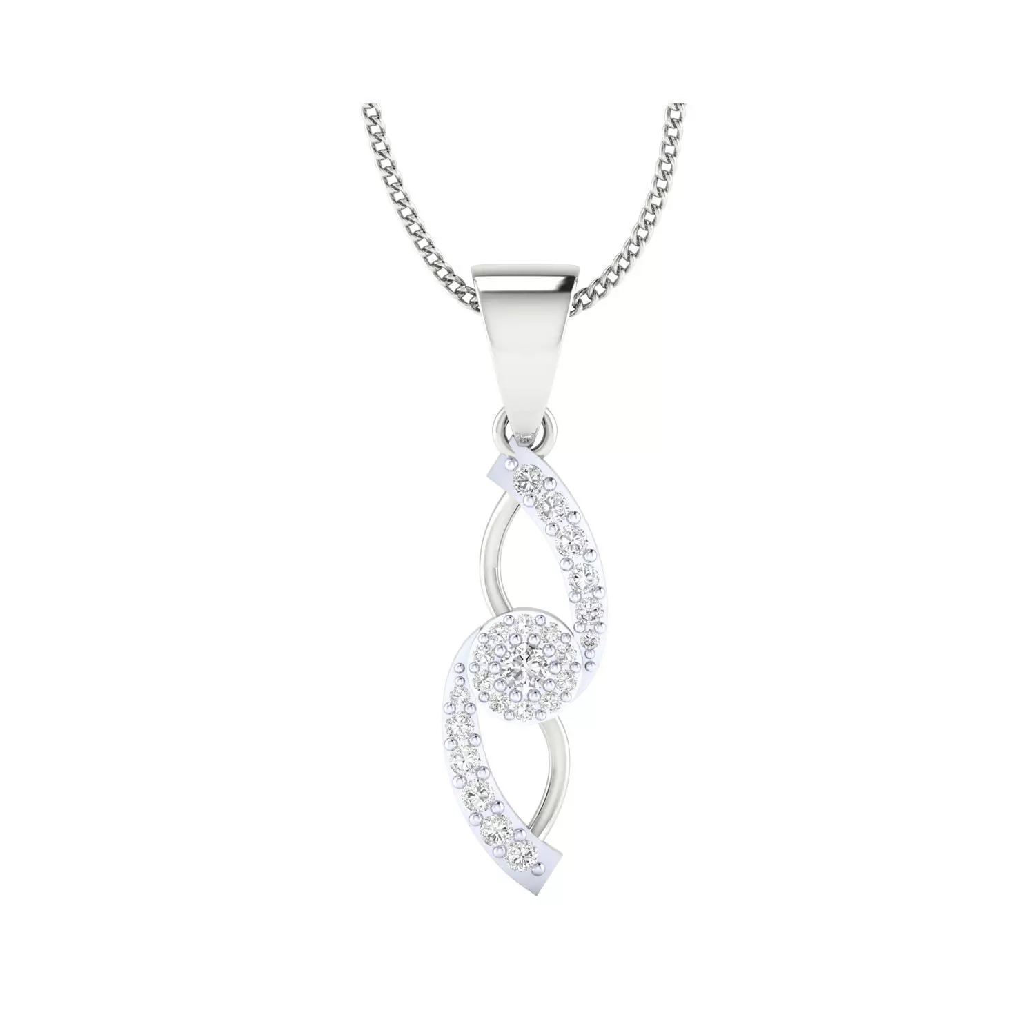 pendant-1057 diamond pendant in rose gold 3D print model_0