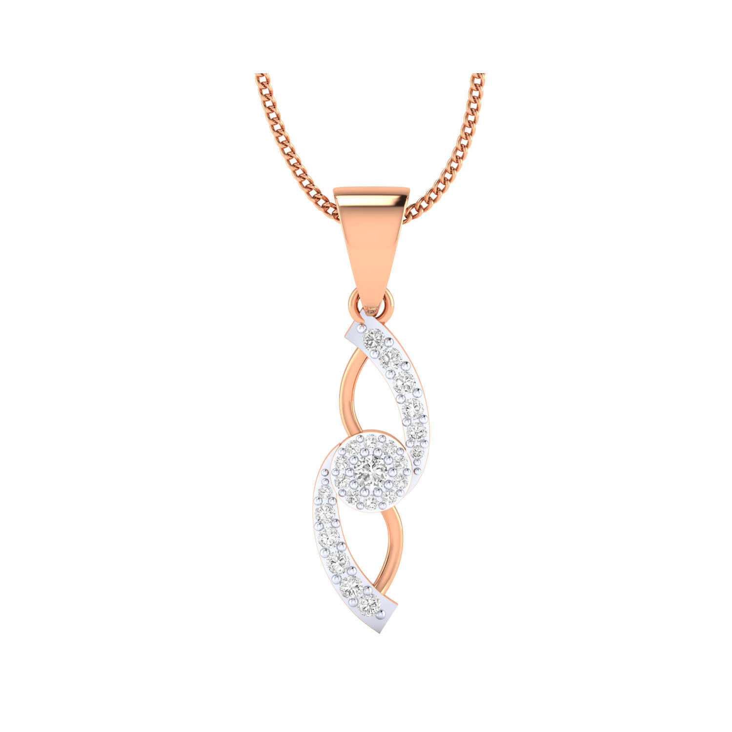 pendant-1057 diamond pendant in rose gold 3D print model_7