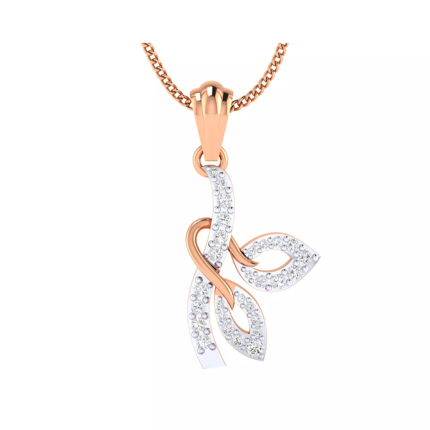 pendant-1055 rose gold pendant with diamonds 3D print model