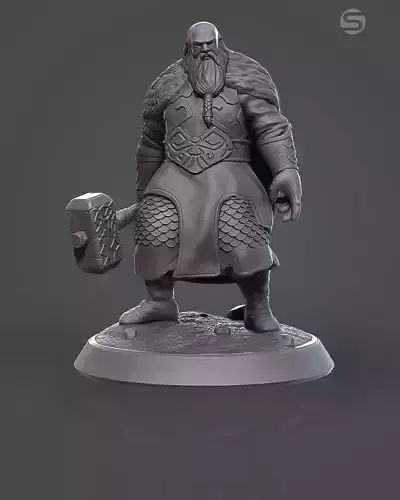 Dwarf miniature 75mm scale 3D print model