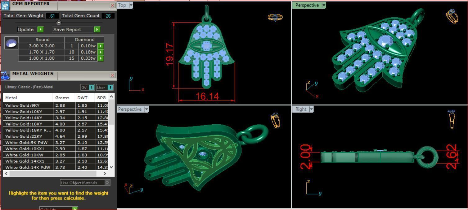 Hand Pendant Gold 3D print model_4