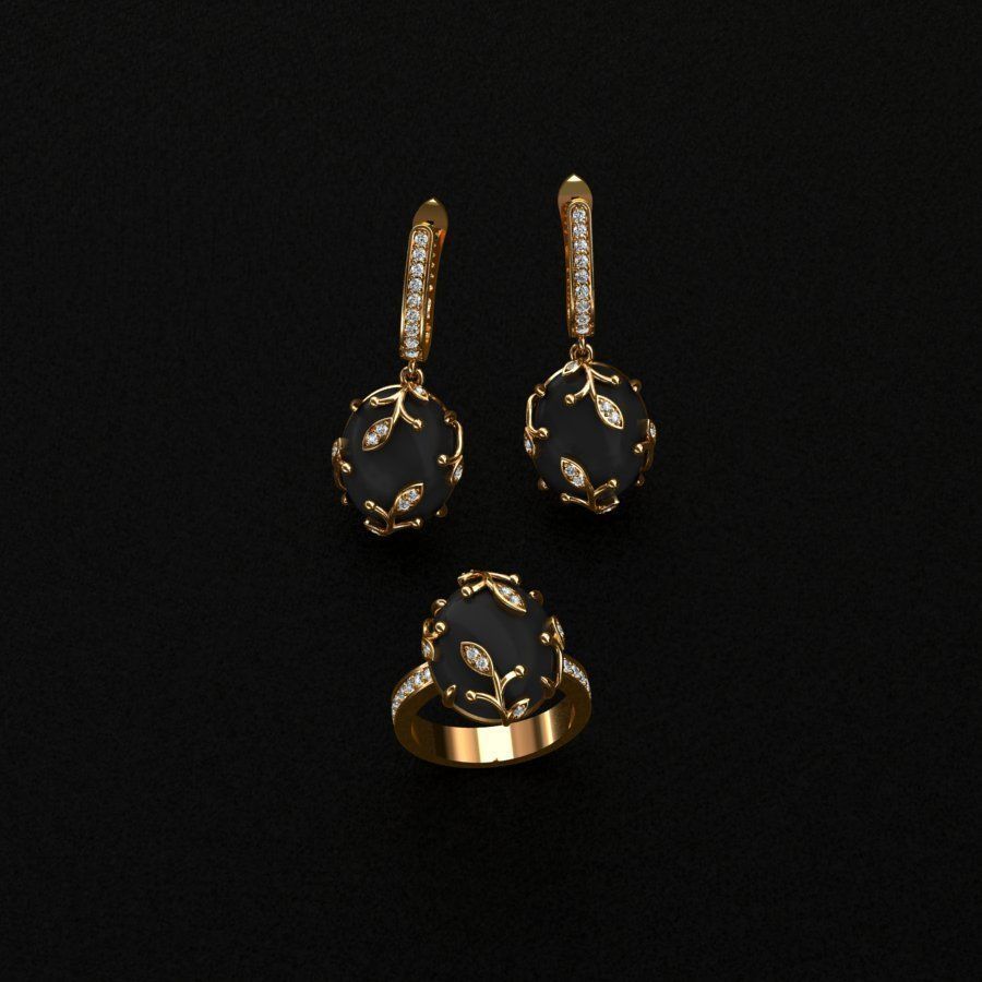 Ring and Earrings  3D print model_9