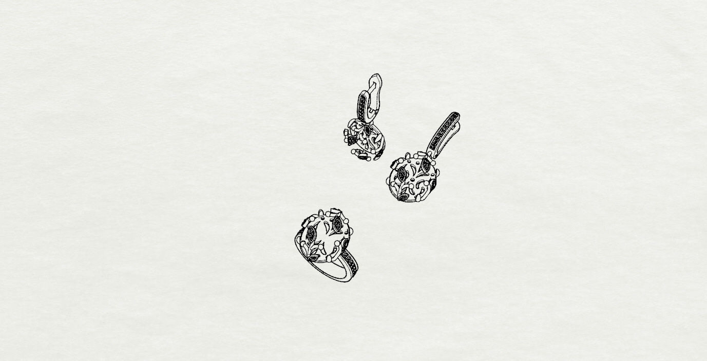 Ring and Earrings  3D print model_15