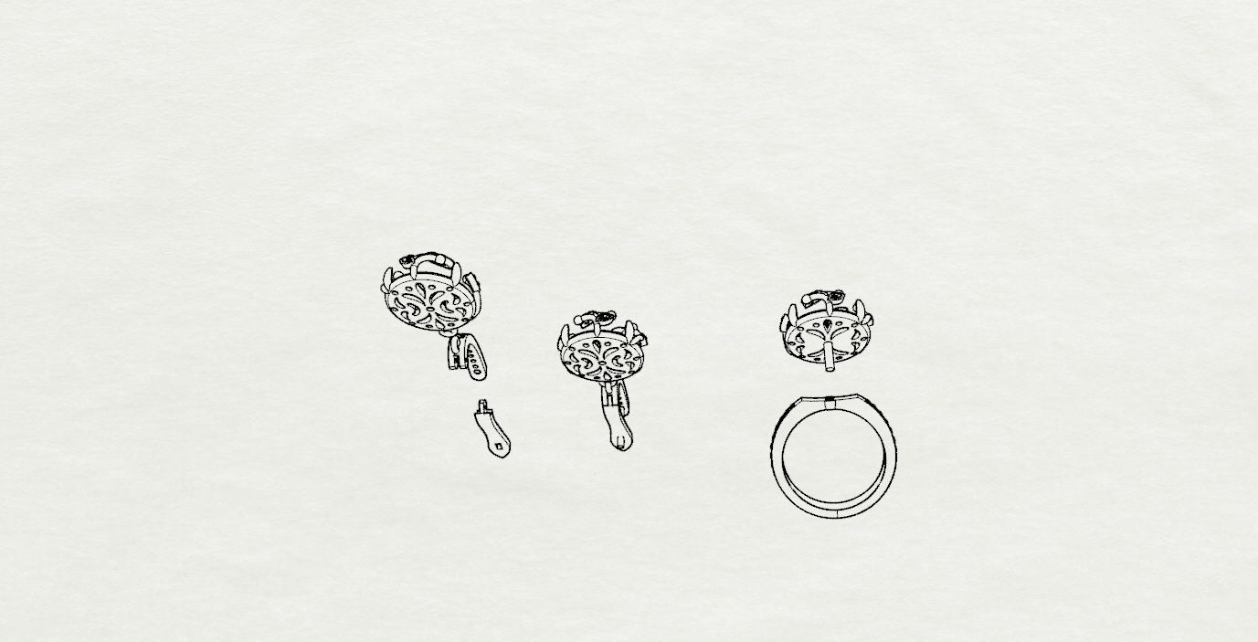 Ring and Earrings  3D print model_14