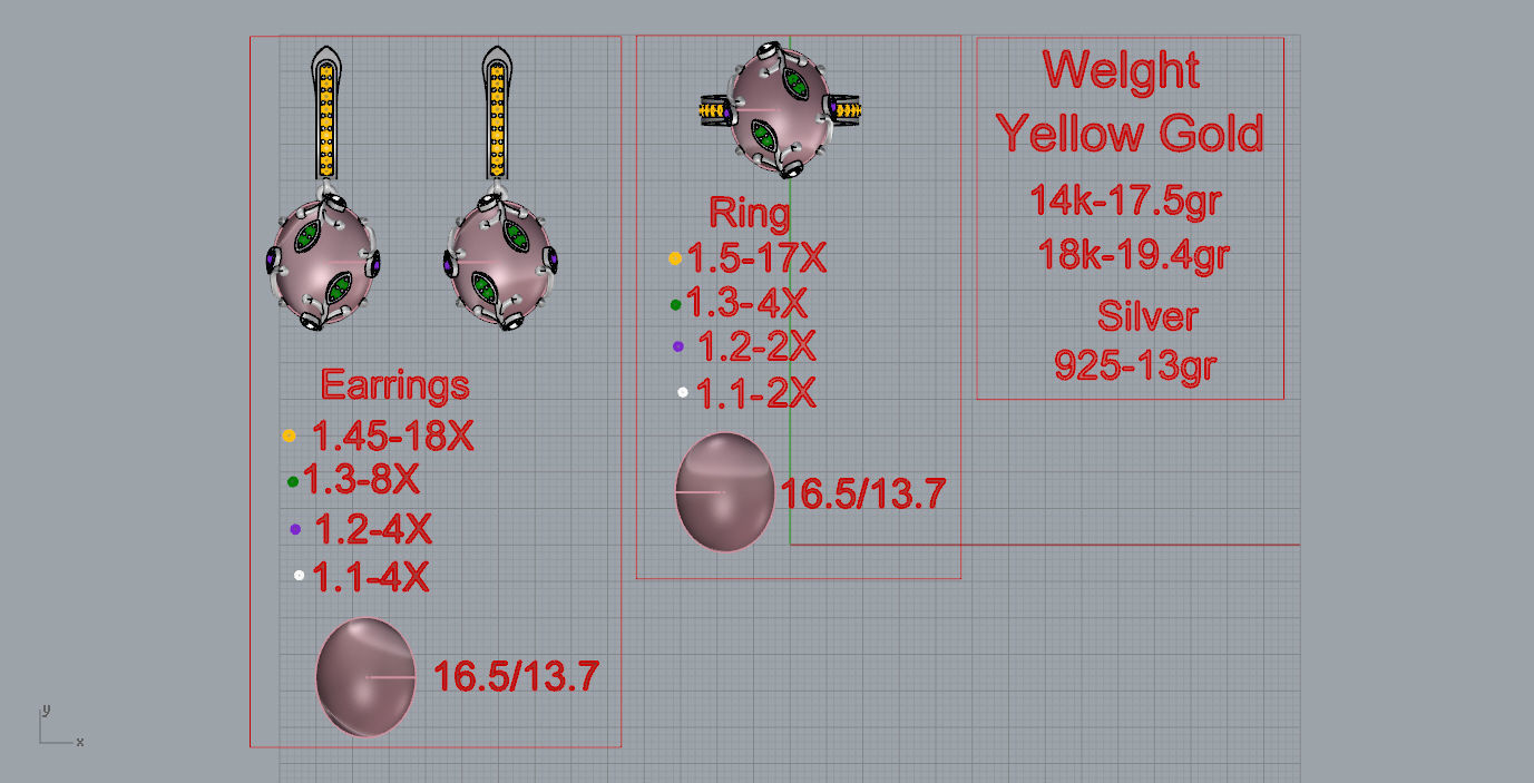 Ring and Earrings  3D print model_11