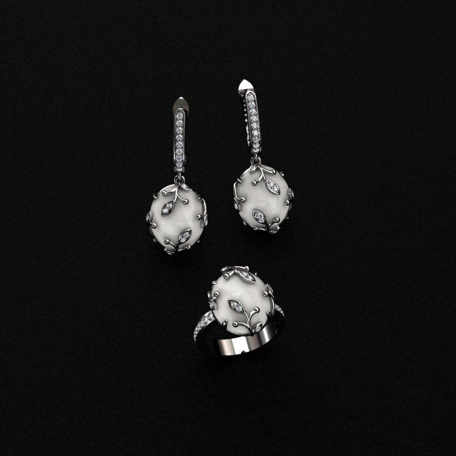 Ring and Earrings  3D print model_1