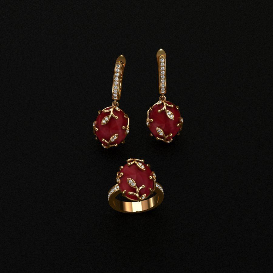 Ring and Earrings  3D print model_7