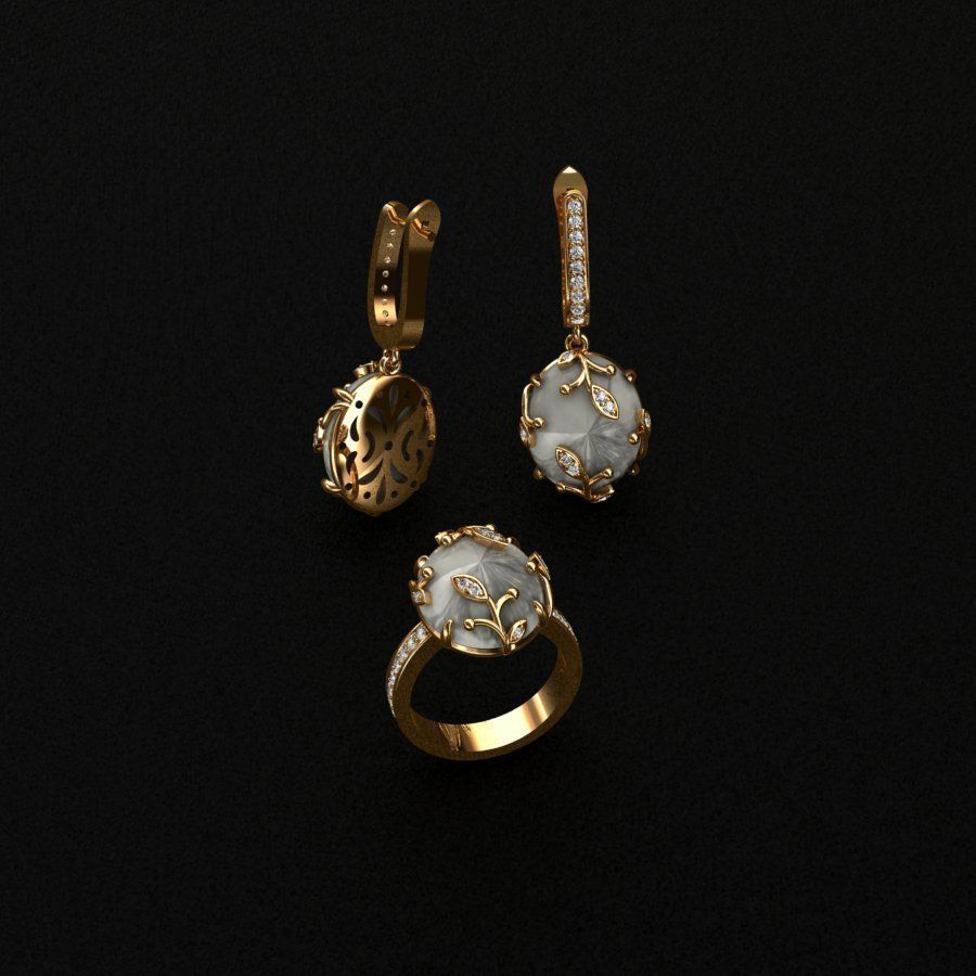 Ring and Earrings  3D print model_10