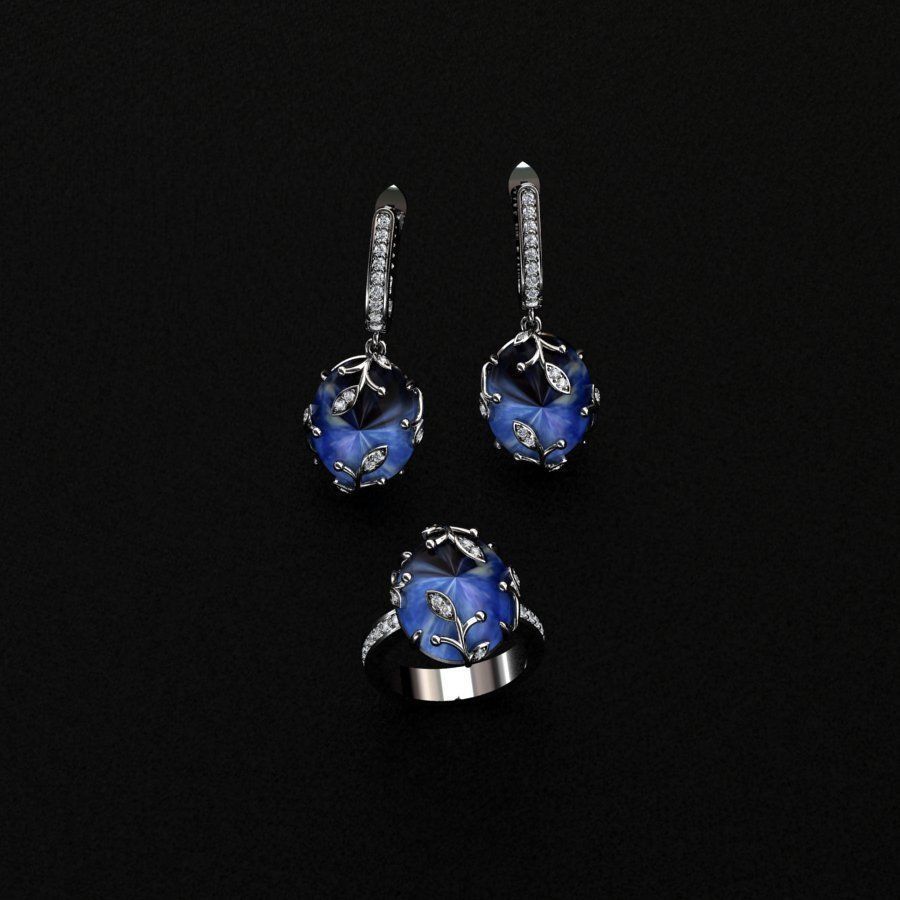 Ring and Earrings  3D print model_2