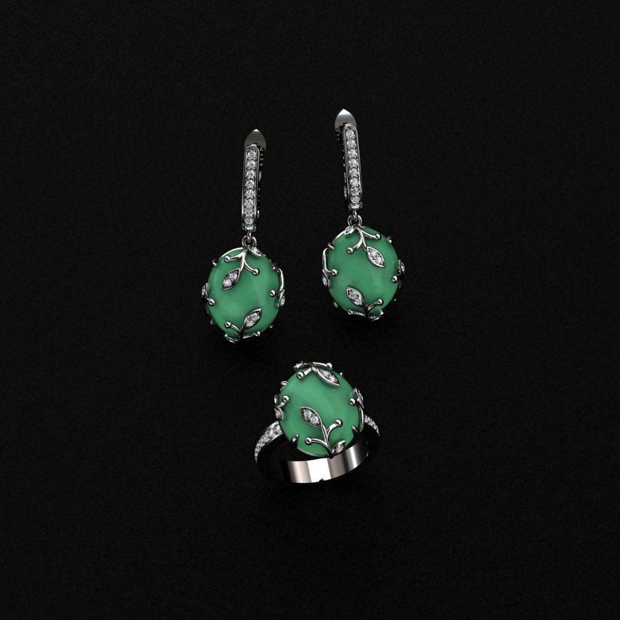 Ring and Earrings  3D print model_4