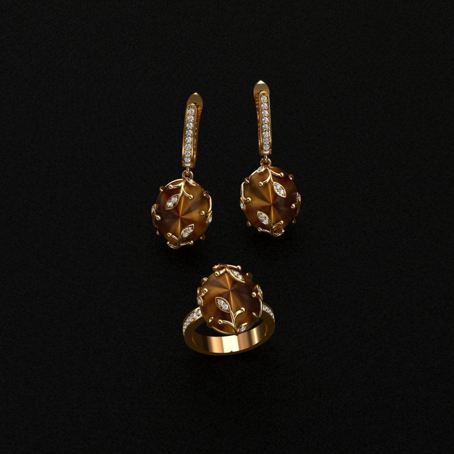 Ring and Earrings  3D print model_6