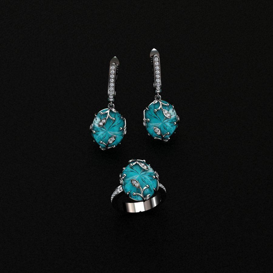 Ring and Earrings  3D print model_5