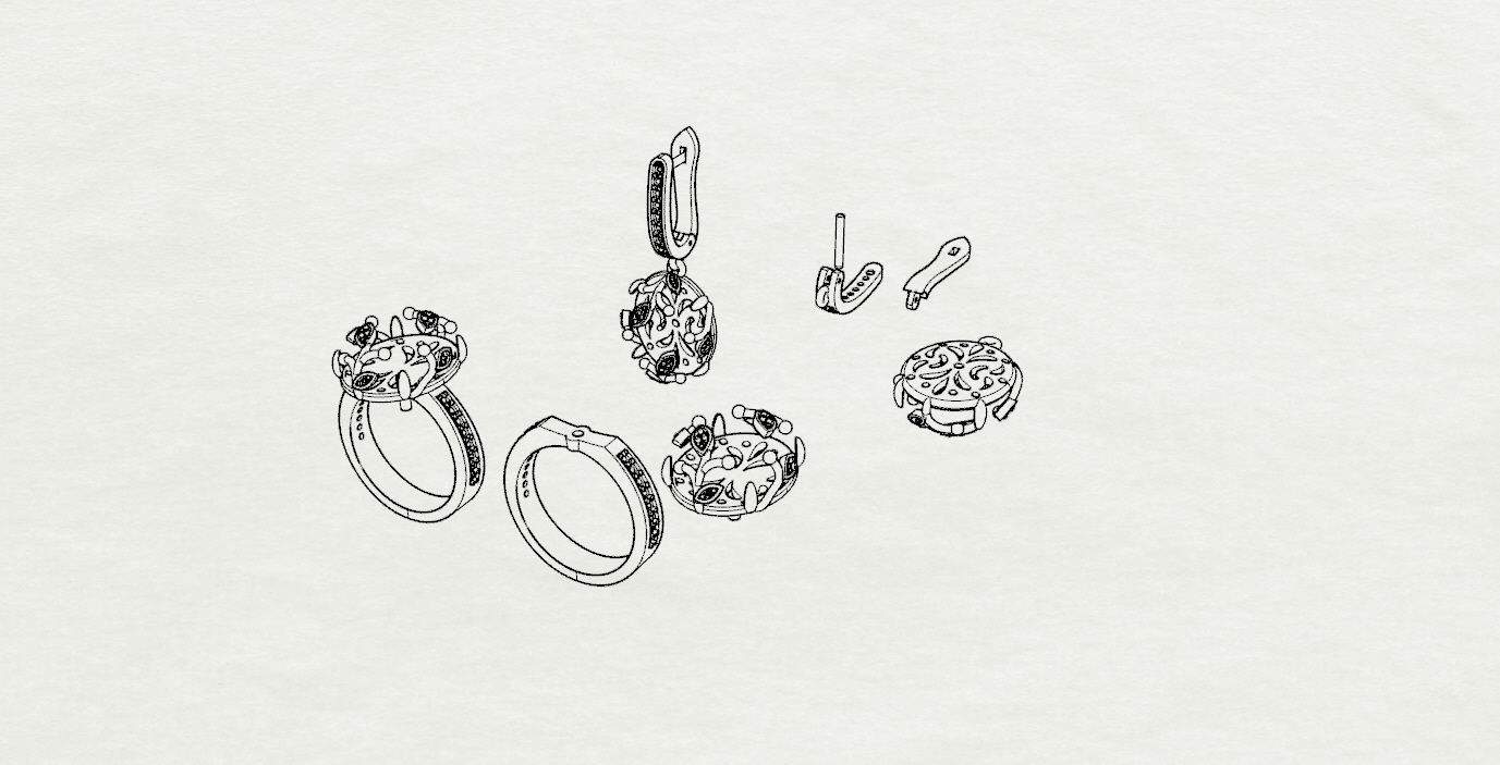 Ring and Earrings  3D print model_18