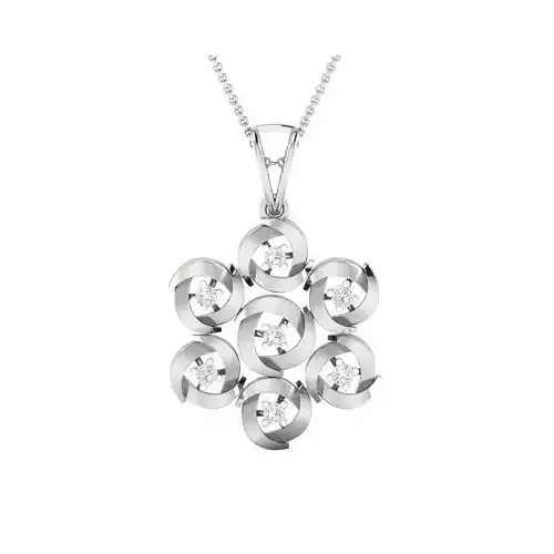 pendant-1135 diamond flower pendant gold