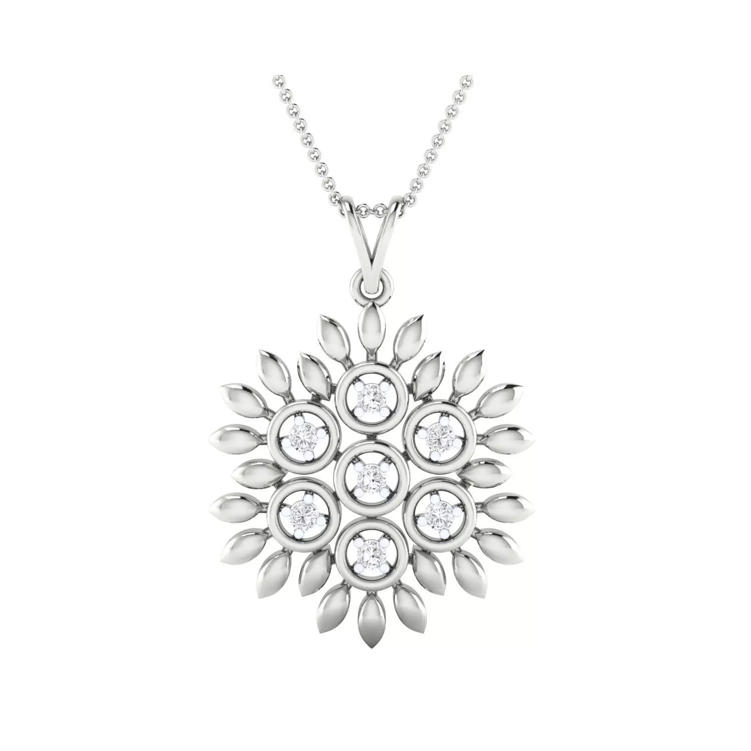 pendant-1129 rose gold pendant with diamonds 3D print model_0