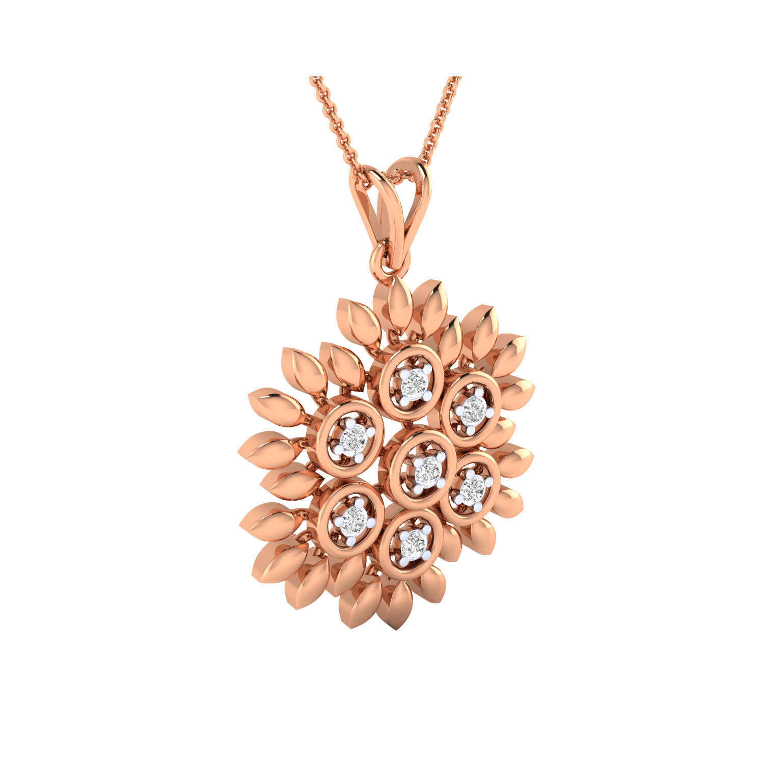 pendant-1129 rose gold pendant with diamonds 3D print model_1