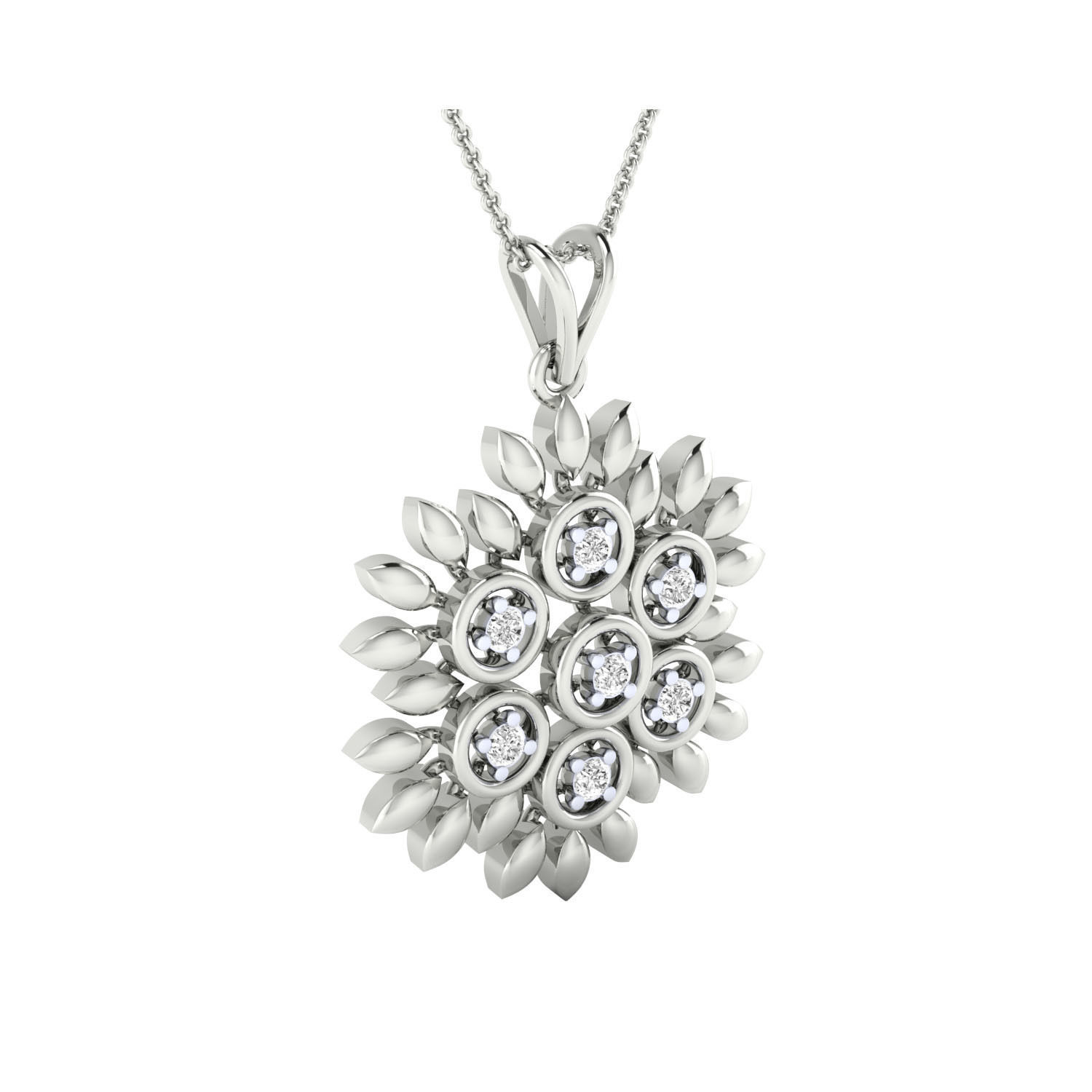 pendant-1129 rose gold pendant with diamonds 3D print model_2