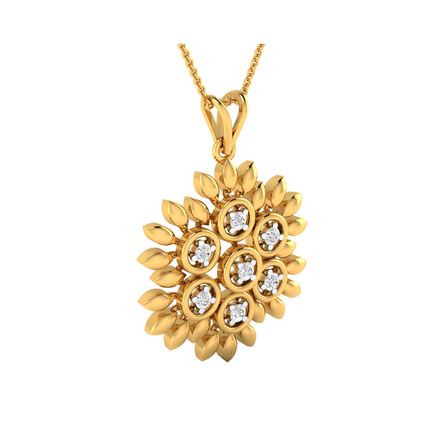 pendant-1129 rose gold pendant with diamonds 3D print model_3
